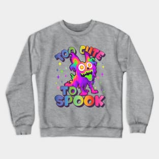 Too Cute To Spook Rainbow Wolf Ghost Funny Joke Crewneck Sweatshirt